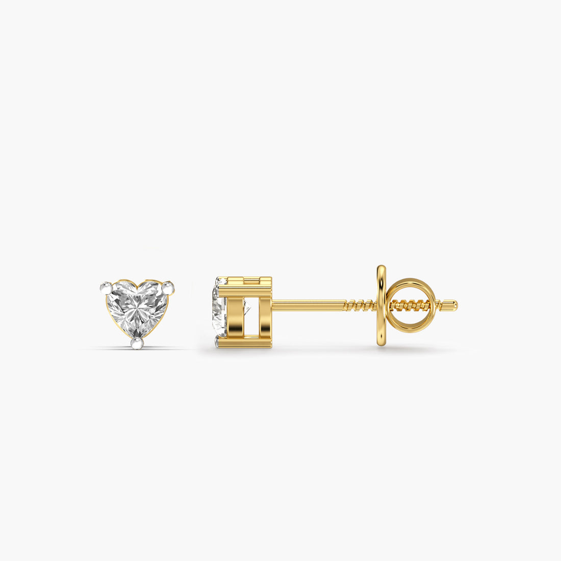 True Love Studs - Side View in Yellow Gold - Diamond Stud by Moena