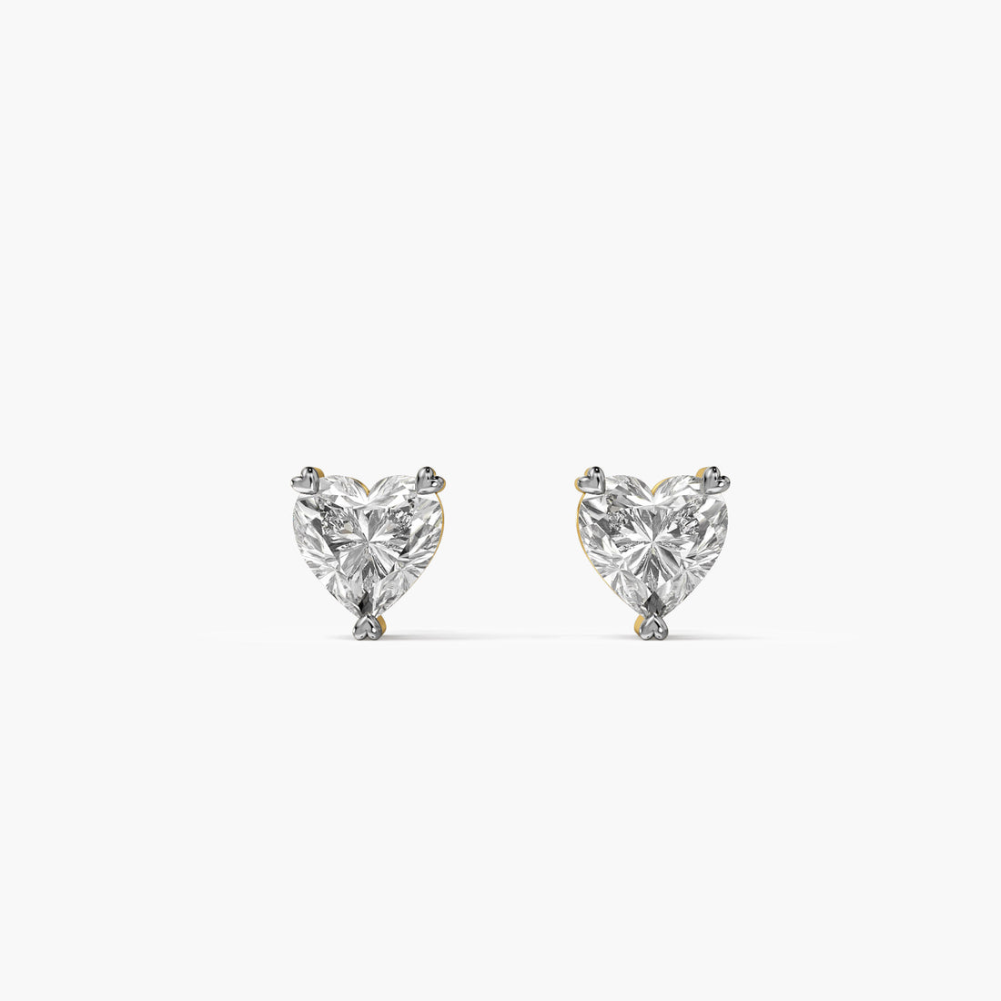 Eternal Heart Diamond Studs - Front View in Yellow Gold - Heart Diamond Stud by Moena