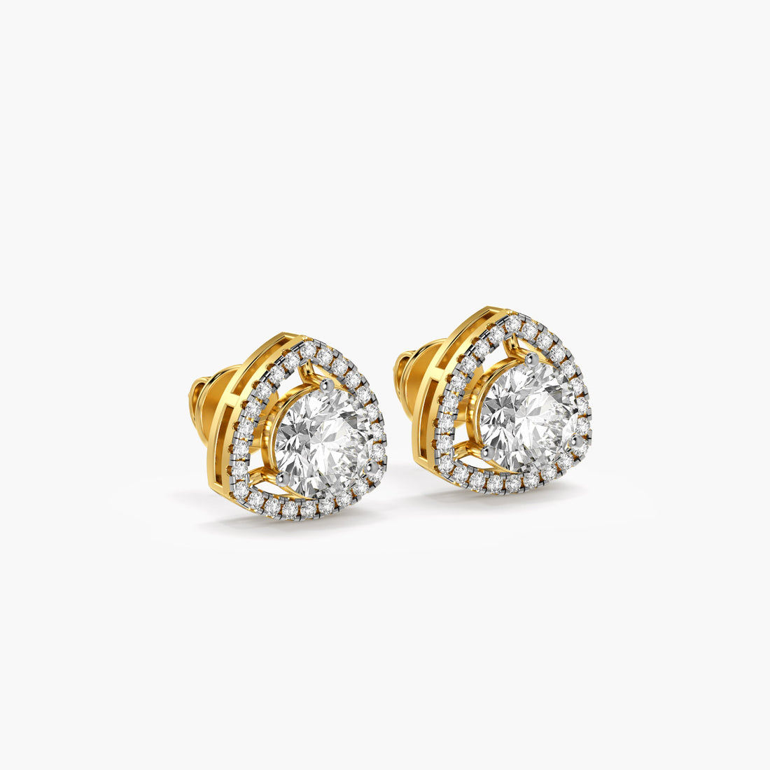 Trilliant Halo - 3D View in Yellow Gold - Trilliant Diamond Jewellery by Moena