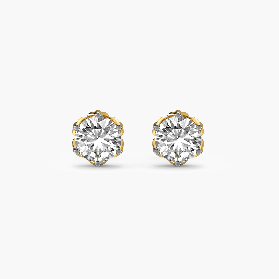 Petal Crown Lab-Grown Diamond Studs - Front View in Yellow Gold - Diamond Stud by Moena
