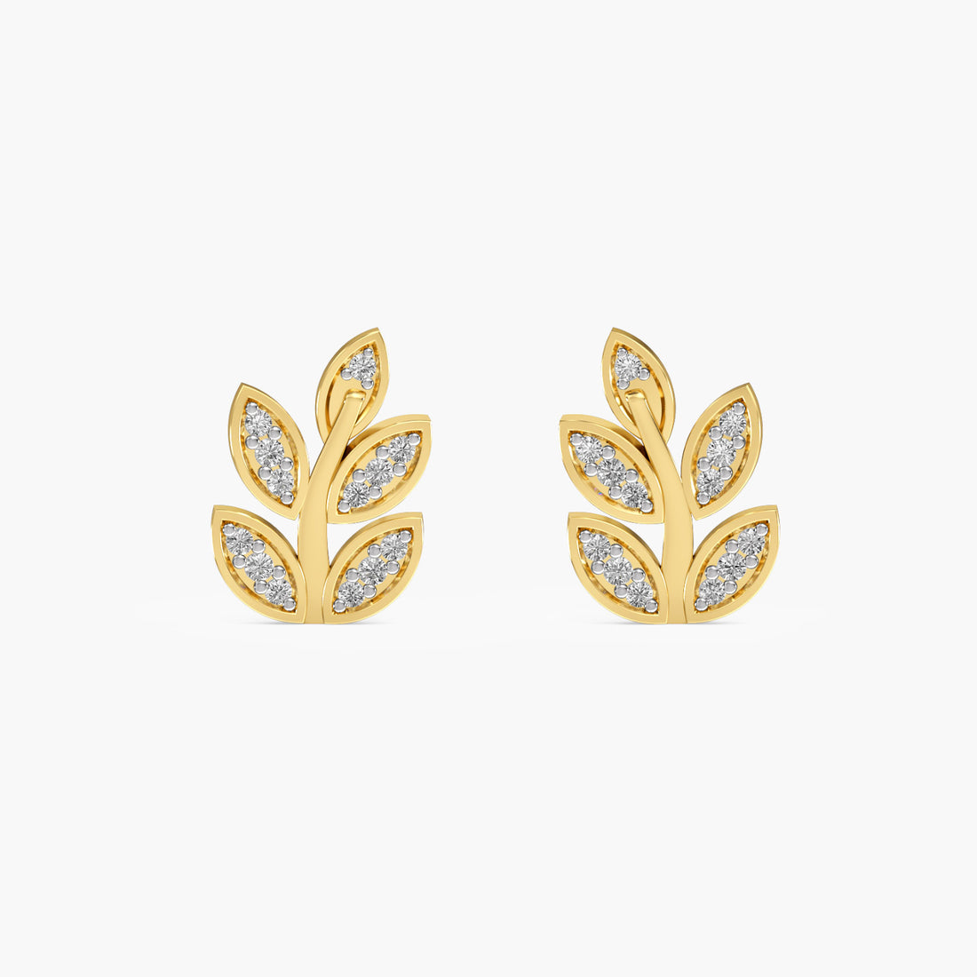 Verdant Glow Earrings - Front View in Yellow Gold - Diamond Earring by Moena