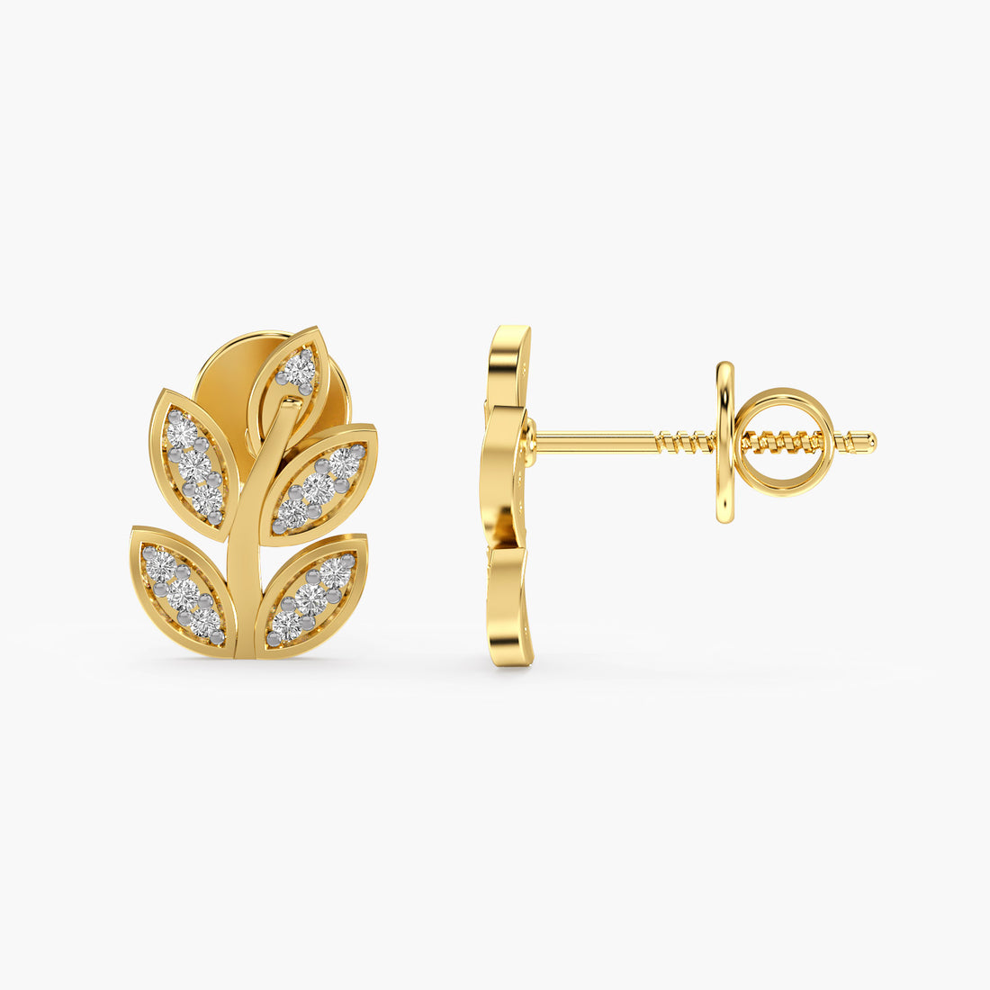 Verdant Glow Earrings - Side View in Yellow Gold - Diamond Earring by Moena