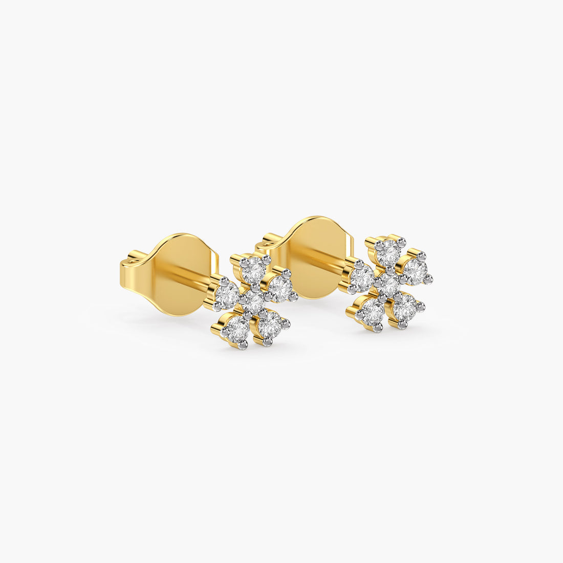 Lustre Flora Earrings - 3D View in Yellow Gold - Diamond Earring by Moena