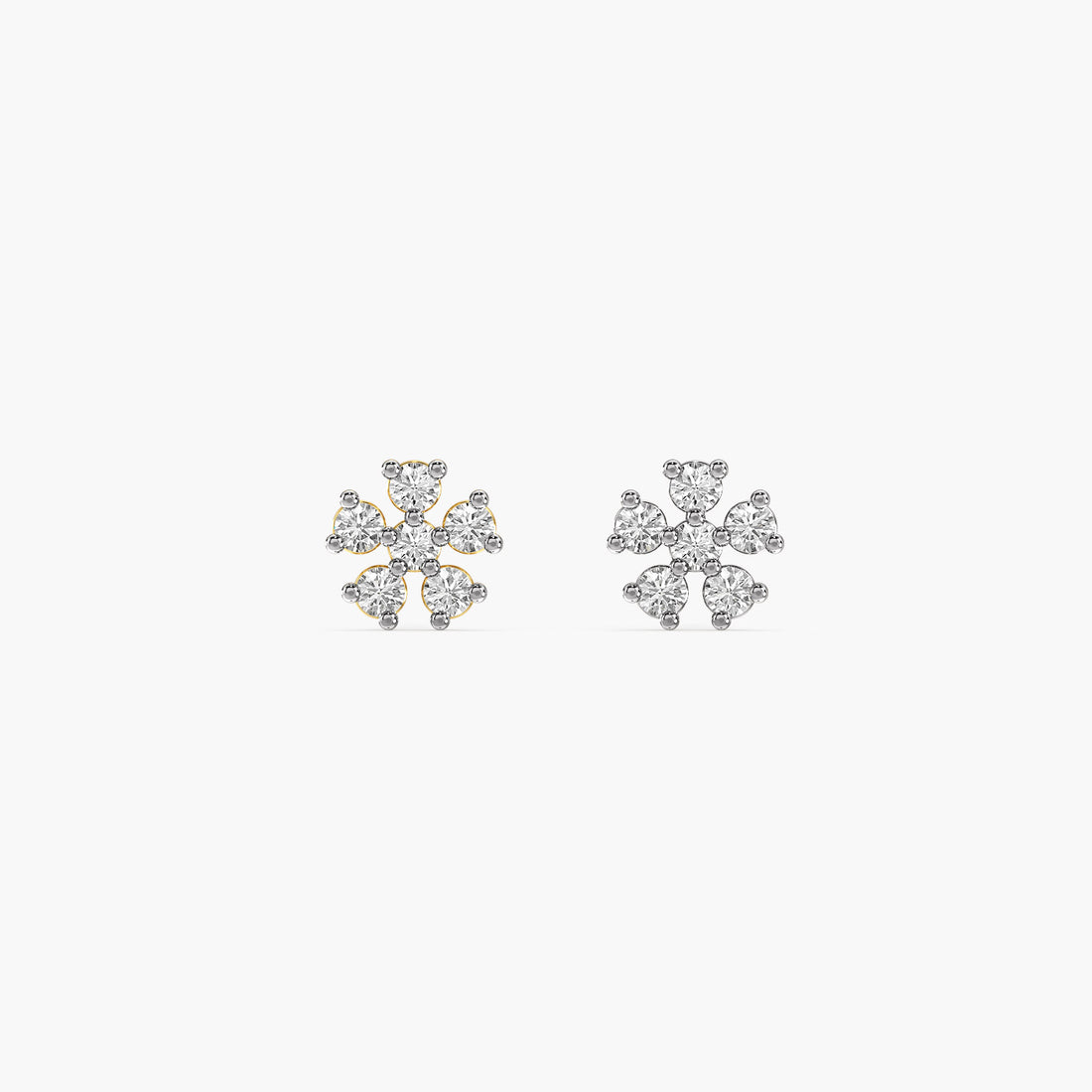 Lustre Flora Earrings - Front View in Yellow Gold - Diamond Earring by Moena