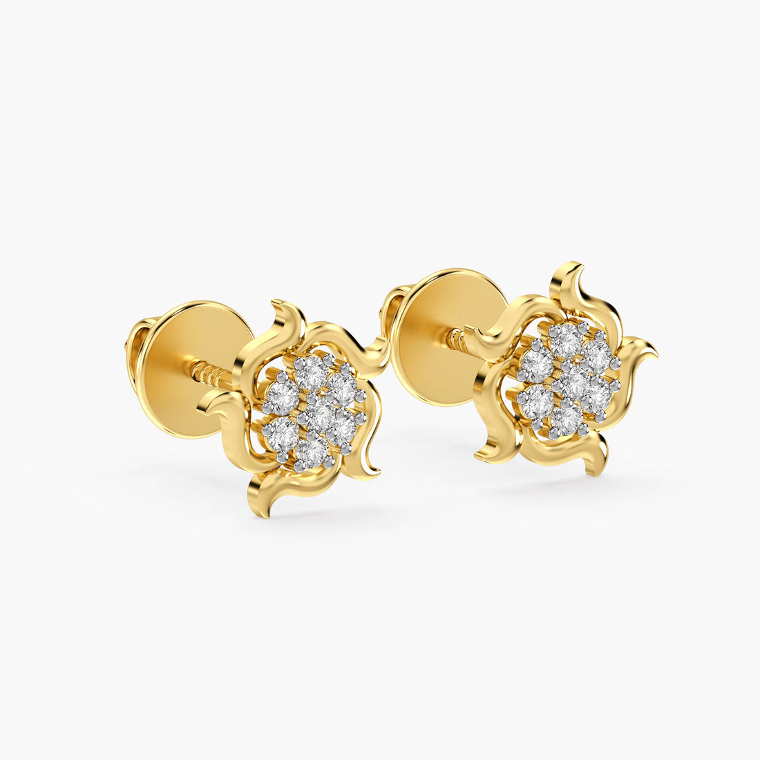 Golden Flame - 3D View in Yellow Gold - Diamond Jewellery by Moena