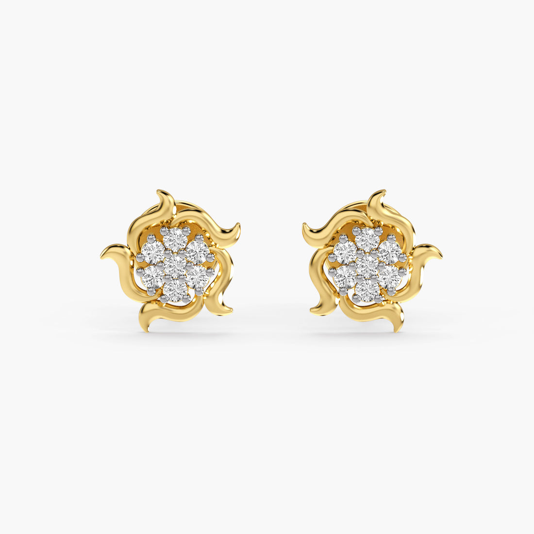 Golden Flame - Front View in Yellow Gold - Diamond Jewellery by Moena