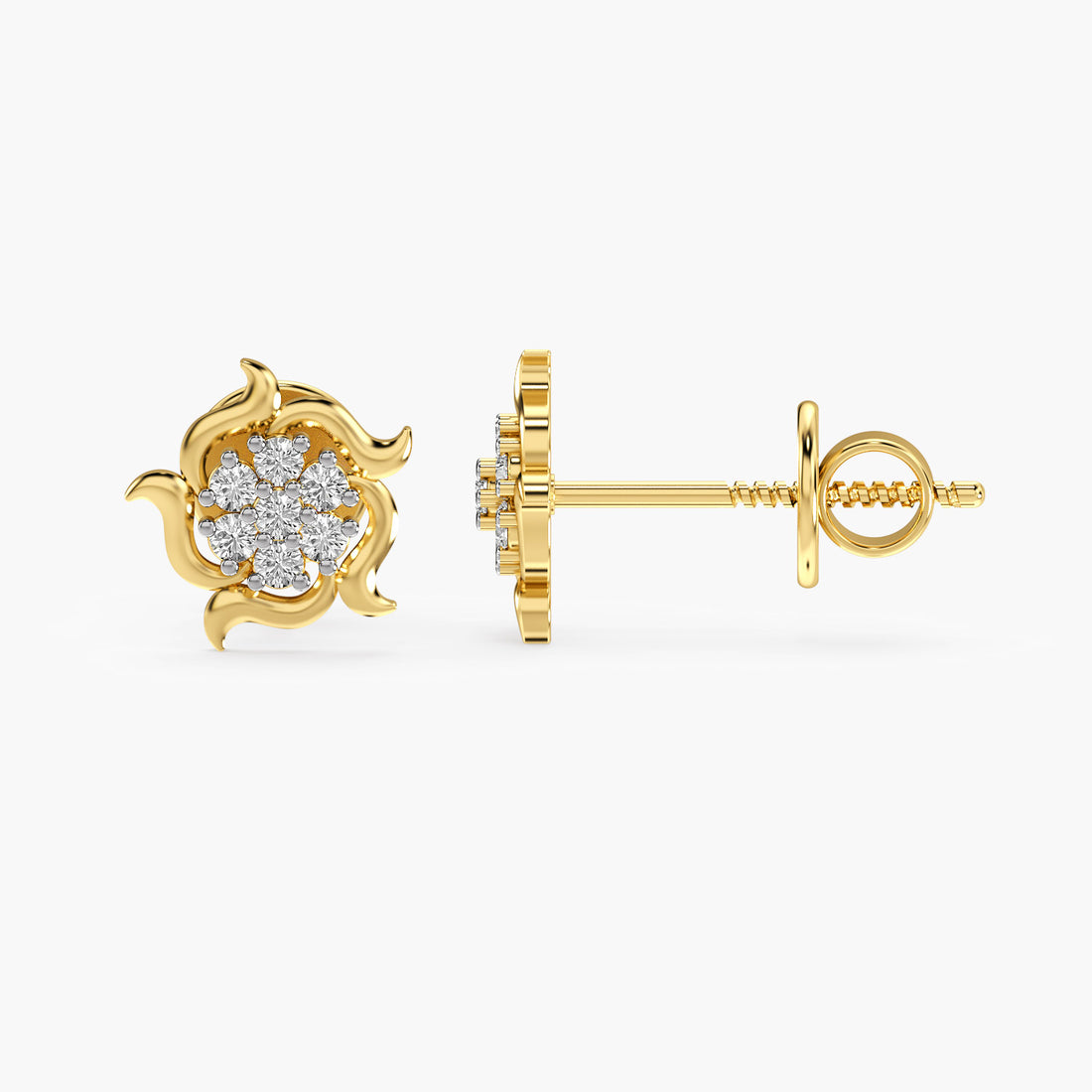 Golden Flame - Side View in Yellow Gold - Diamond Jewellery by Moena