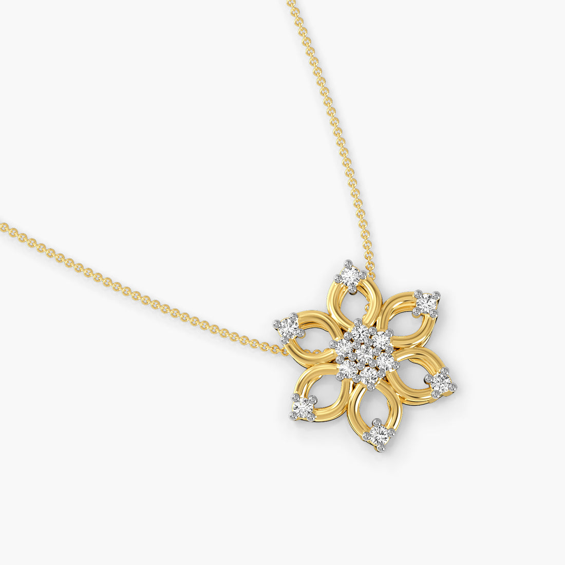 Floral Radiance Earrings - Top View in Yellow Gold - Diamond Earring by Moena