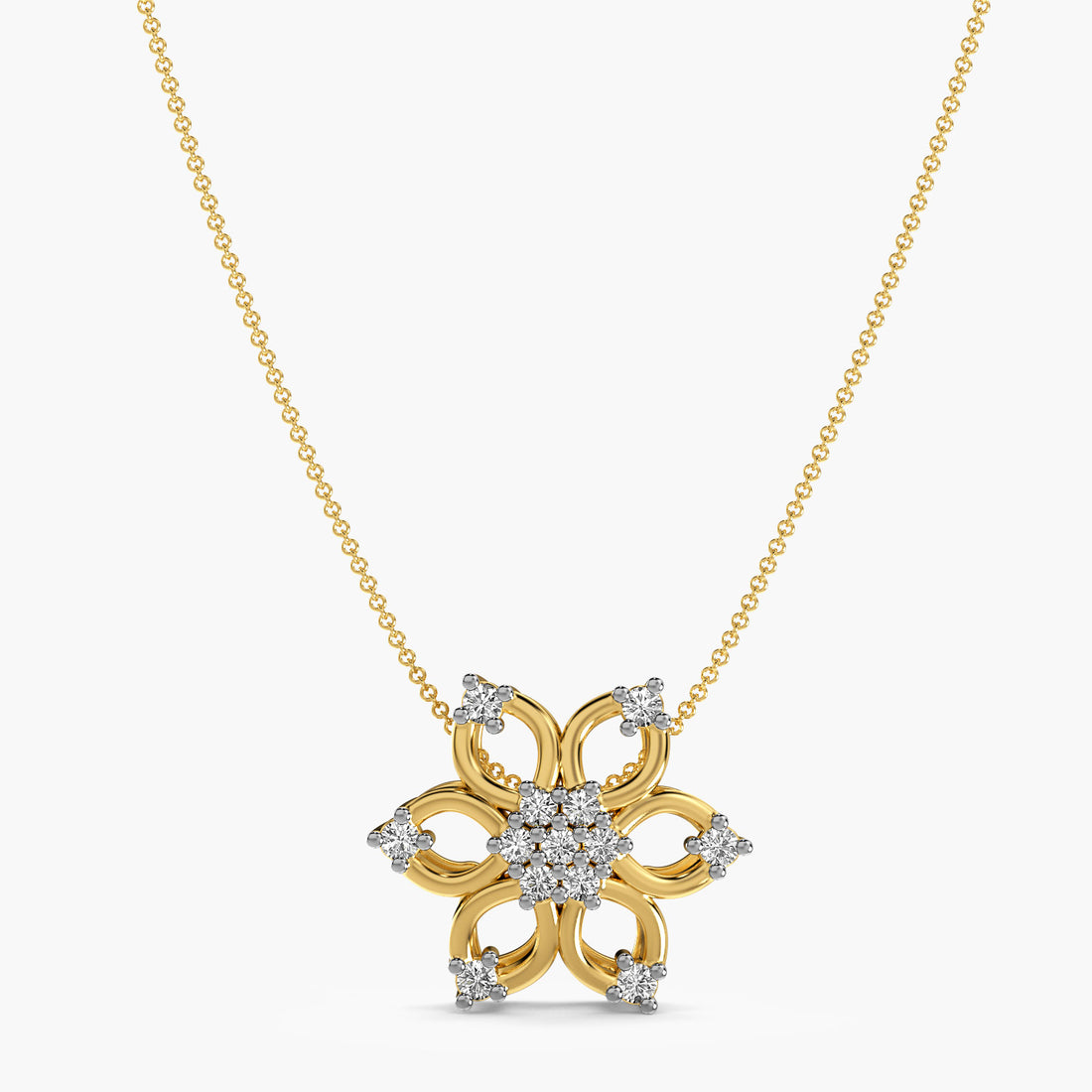 Floral Radiance Earrings - Front View in Yellow Gold - Diamond Earring by Moena
