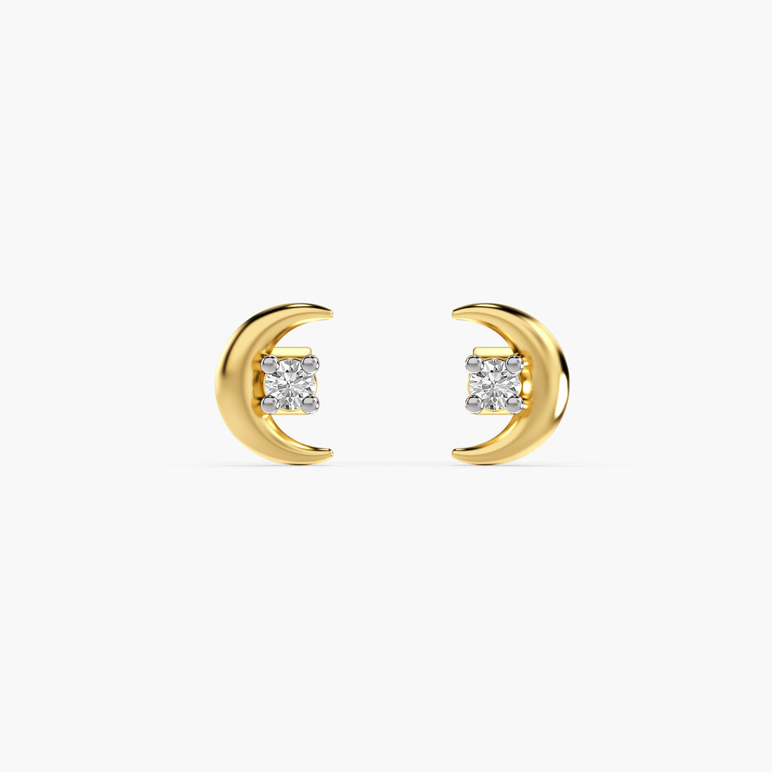 Luna Diamond Studs - Front View in Yellow Gold - Diamond Stud by Moena