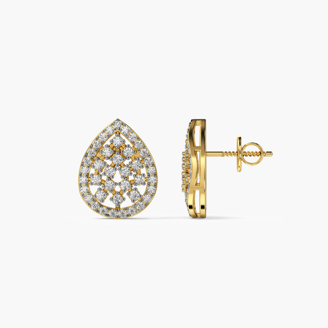 Teardrop Shine Studs - Side View in Yellow Gold - Diamond Stud by Moena