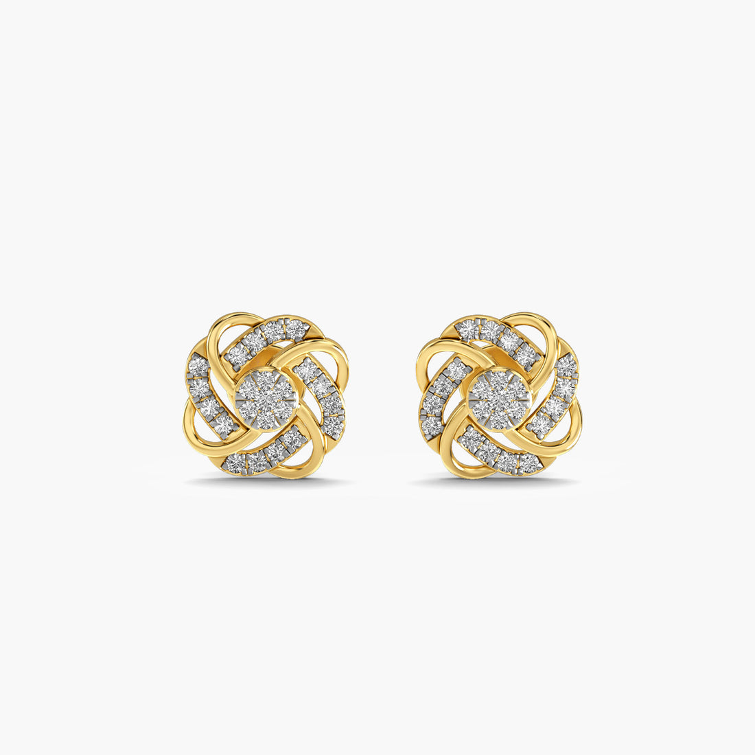 Timeless Knot Earrings - Front View in Yellow Gold - Diamond Earring by Moena