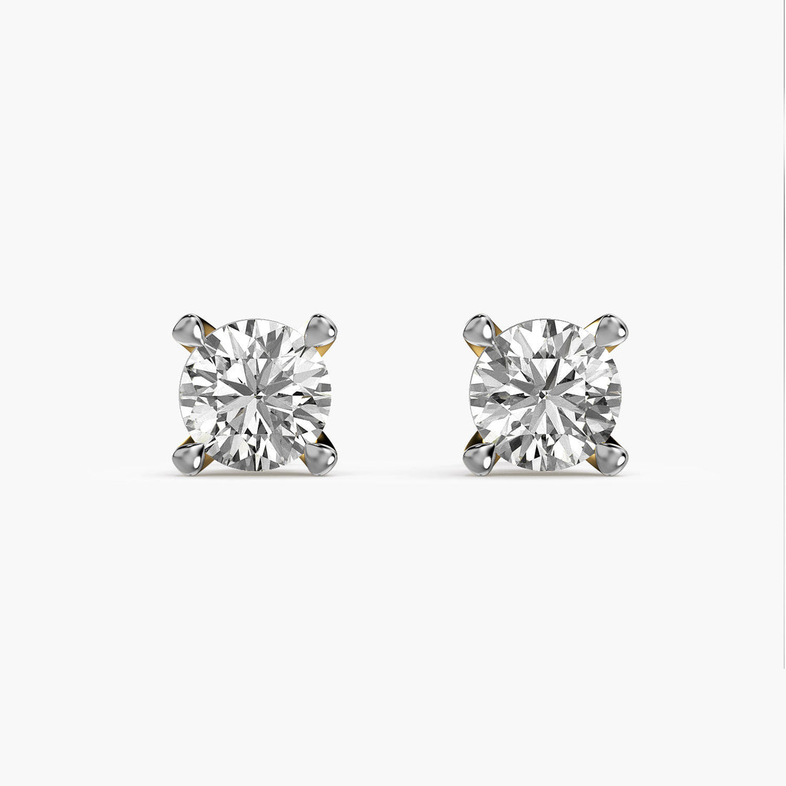 Timeless Solitaire Lab-Grown Diamond Studs - Front View in Yellow Gold - Diamond Stud by Moena