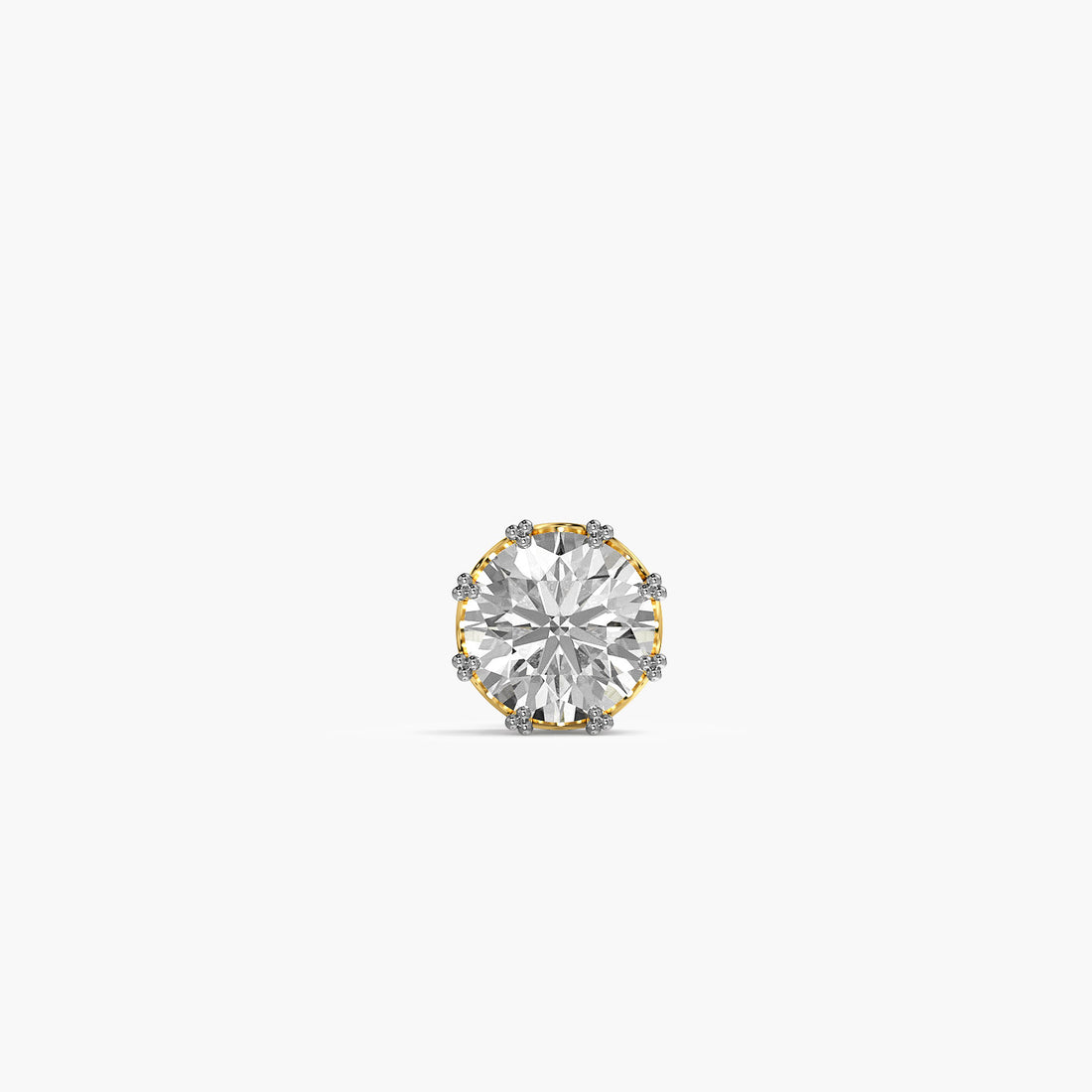 Classic Solitaire Men's Stud - Front View in Yellow Gold - Diamond Stud by Moena
