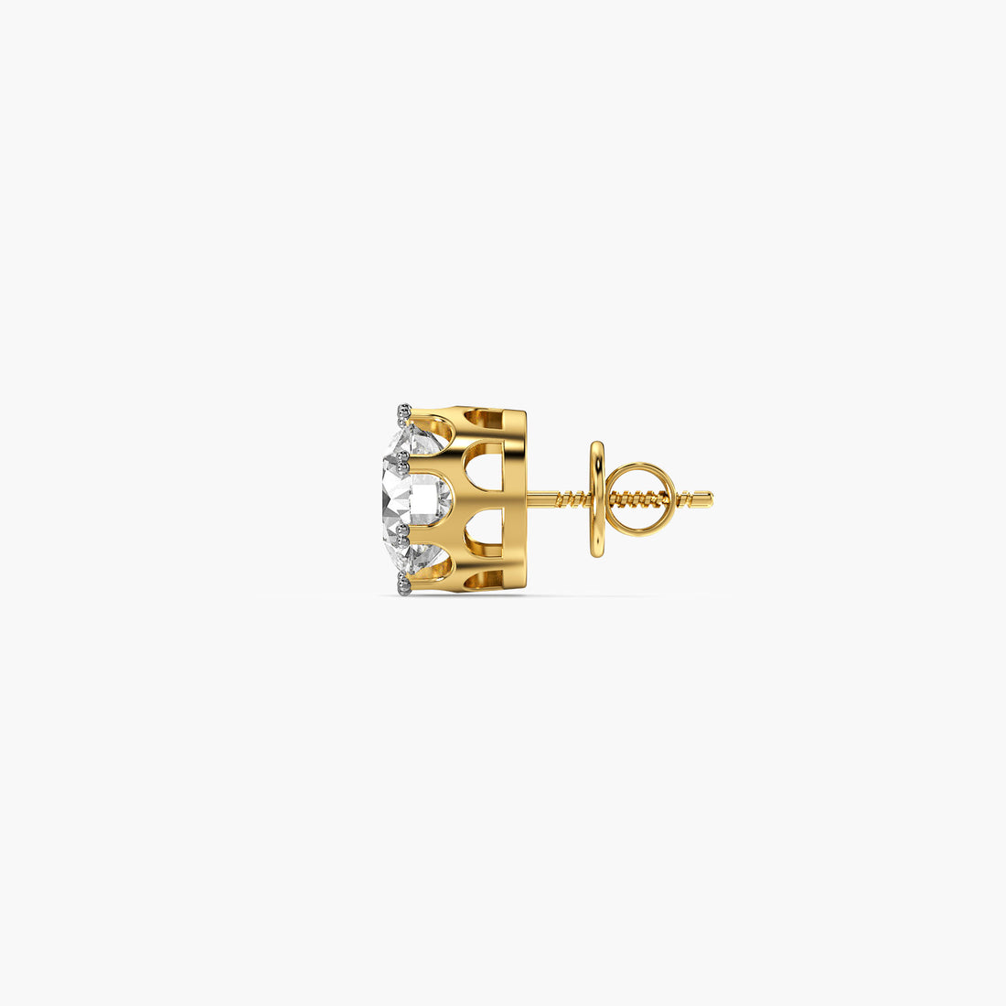 Classic Solitaire Men's Stud - Side View in Yellow Gold - Diamond Stud by Moena
