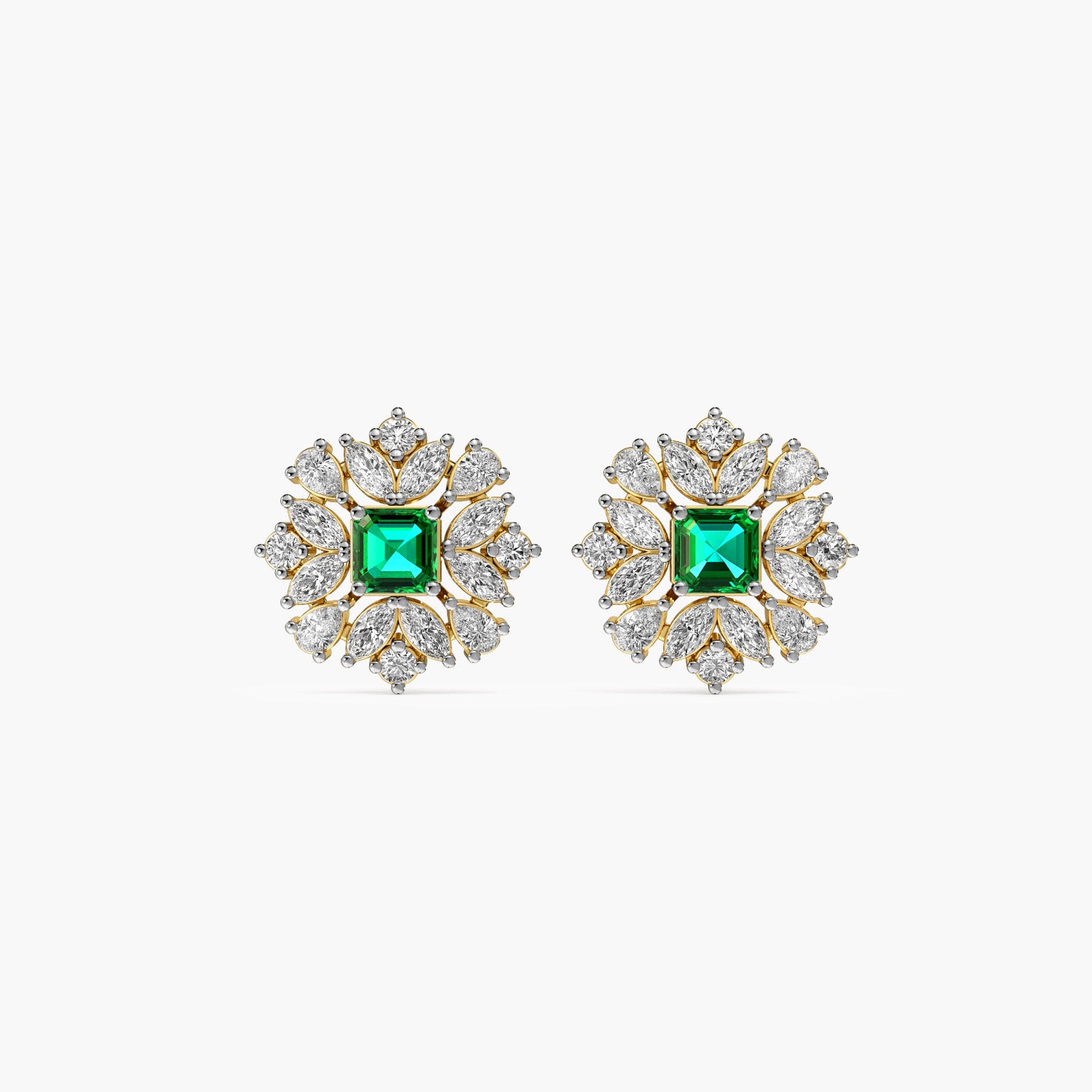 Green Bloom Stud Earrings