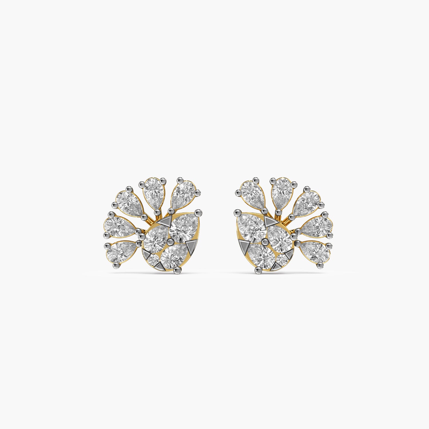 Floral Fan Studs in Gold