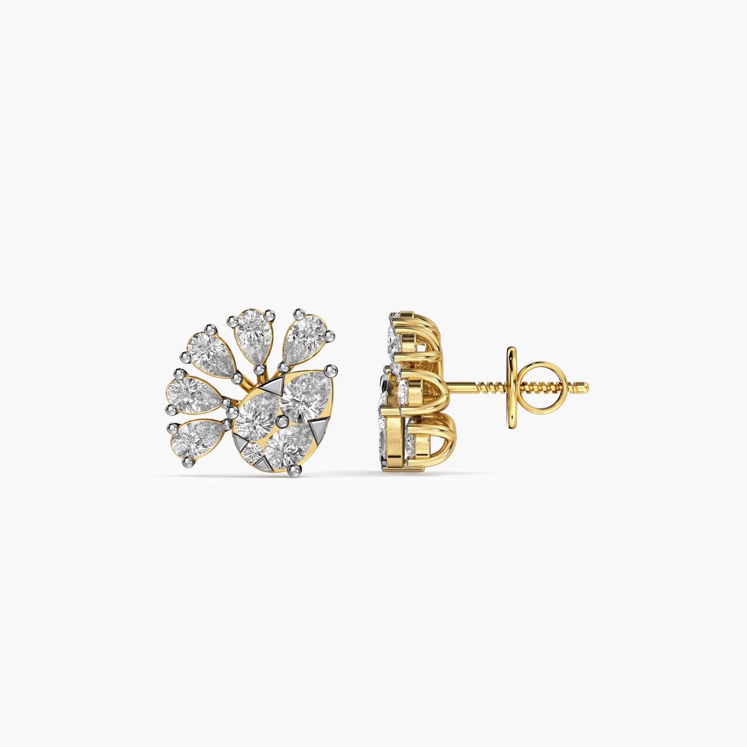 Floral Fan Studs in Gold