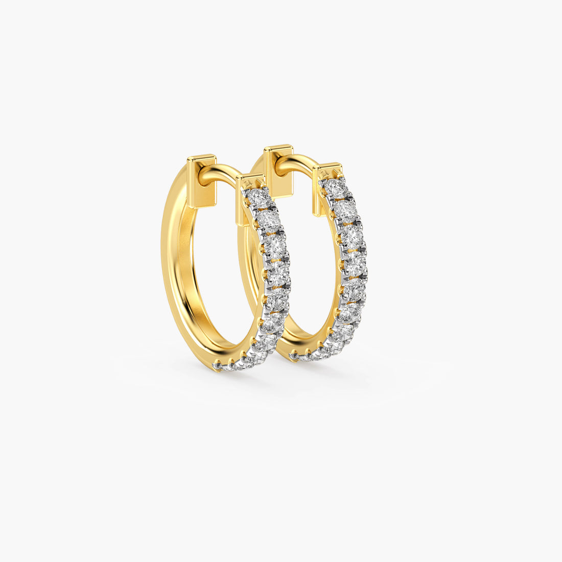 Luminous Harmony Hoops - 3D View in Yellow Gold - Diamond Jewellery by Moena