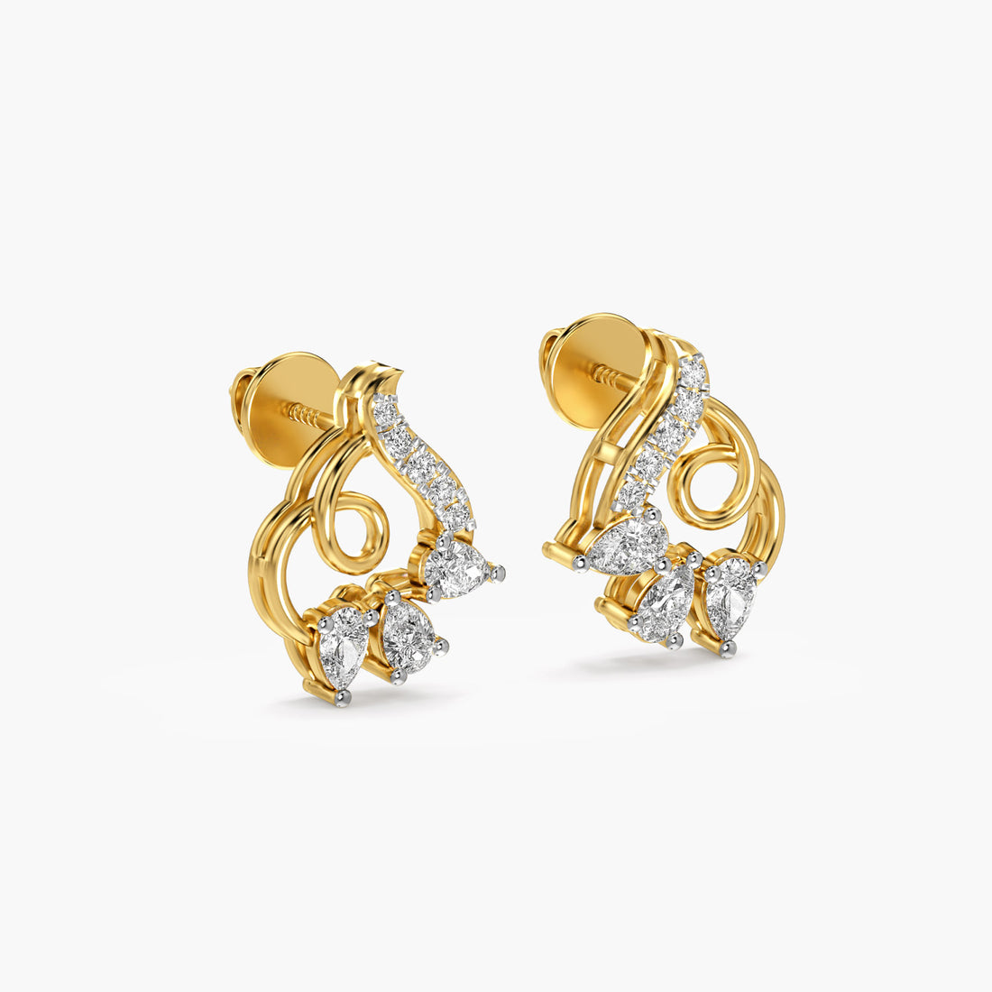 Bloom Whirl - 3D View in Yellow Gold - Diamond Jewellery by Moena