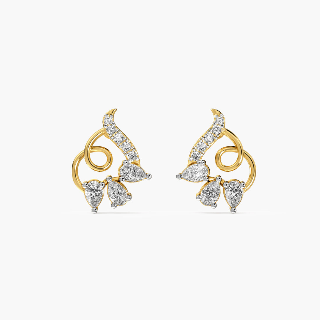 Bloom Whirl - Front View in Yellow Gold - Diamond Jewellery by Moena