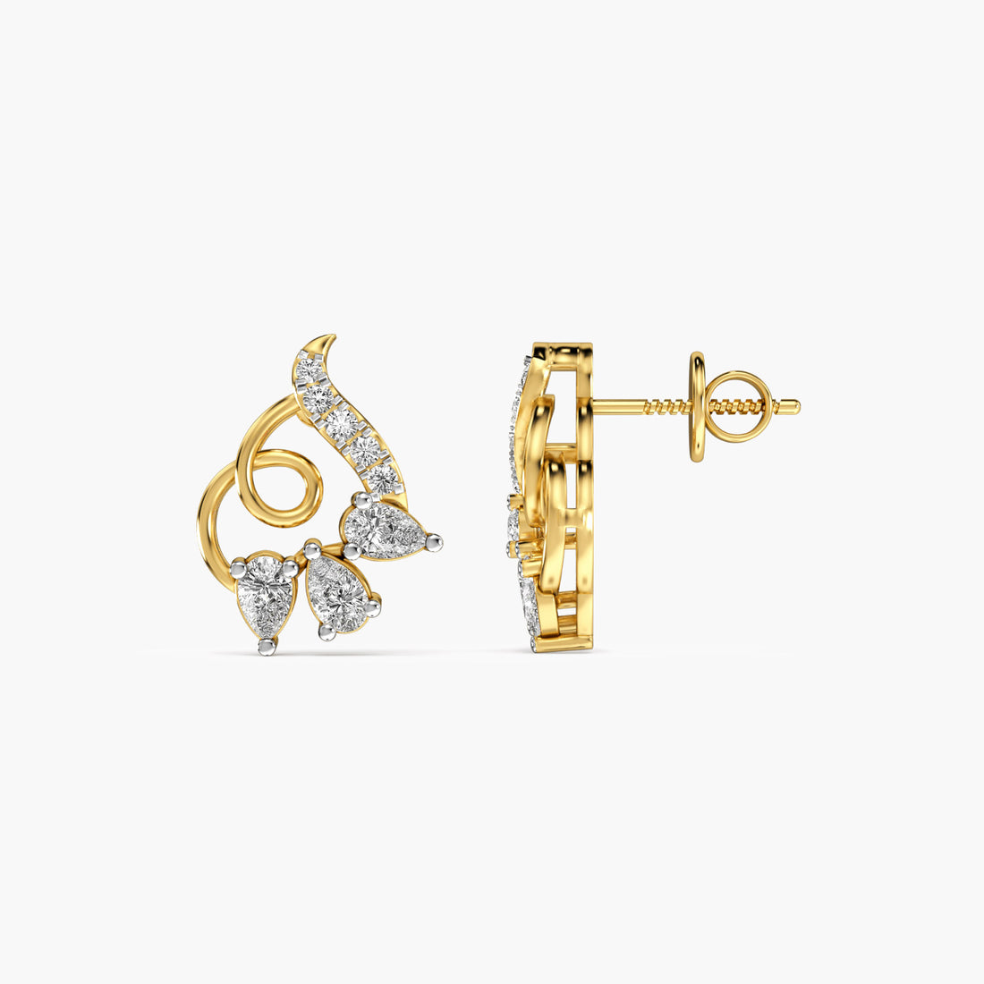 Bloom Whirl - Side View in Yellow Gold - Diamond Jewellery by Moena