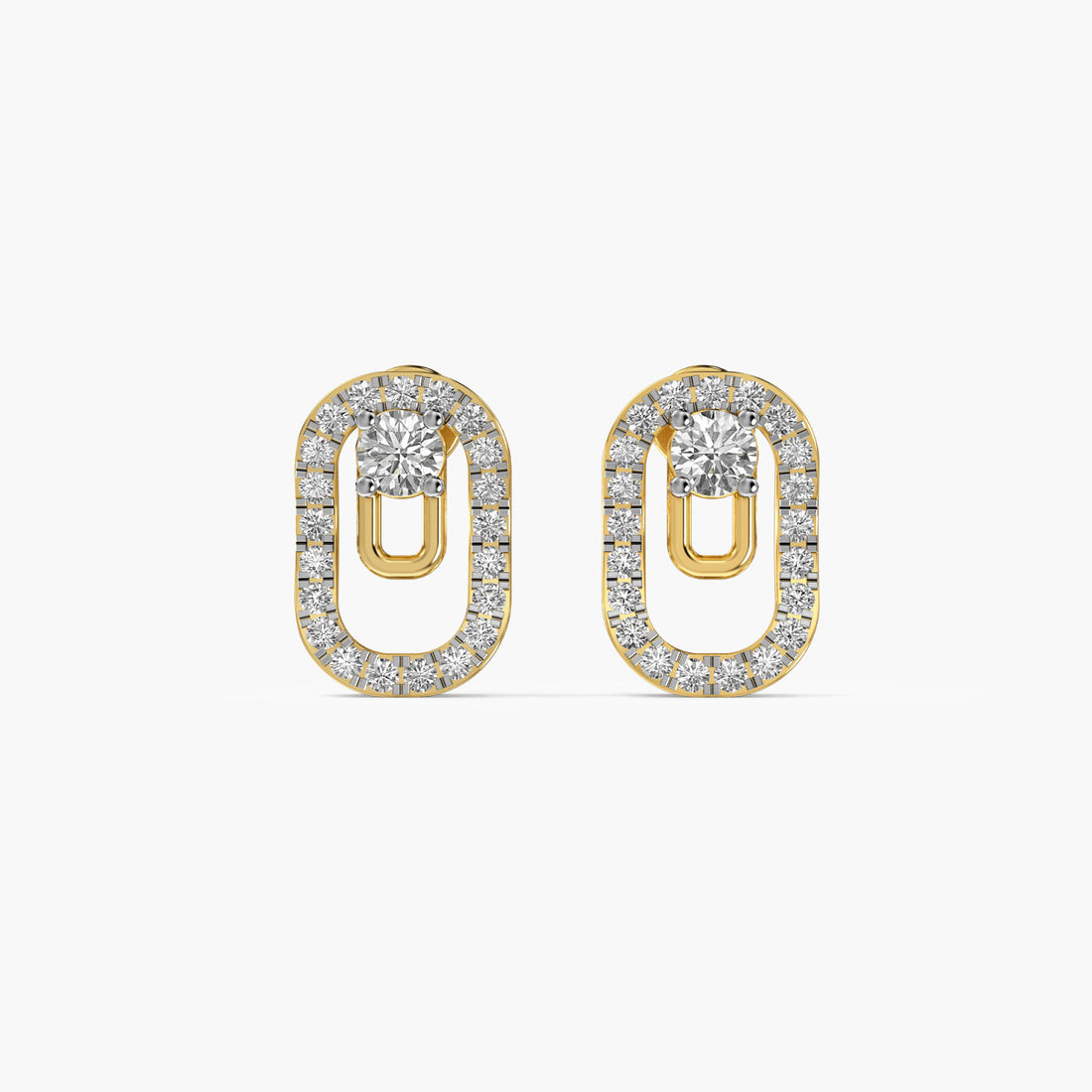 Luxe Link Diamond Earrings - Front View in Yellow Gold - Diamond Earring by Moena