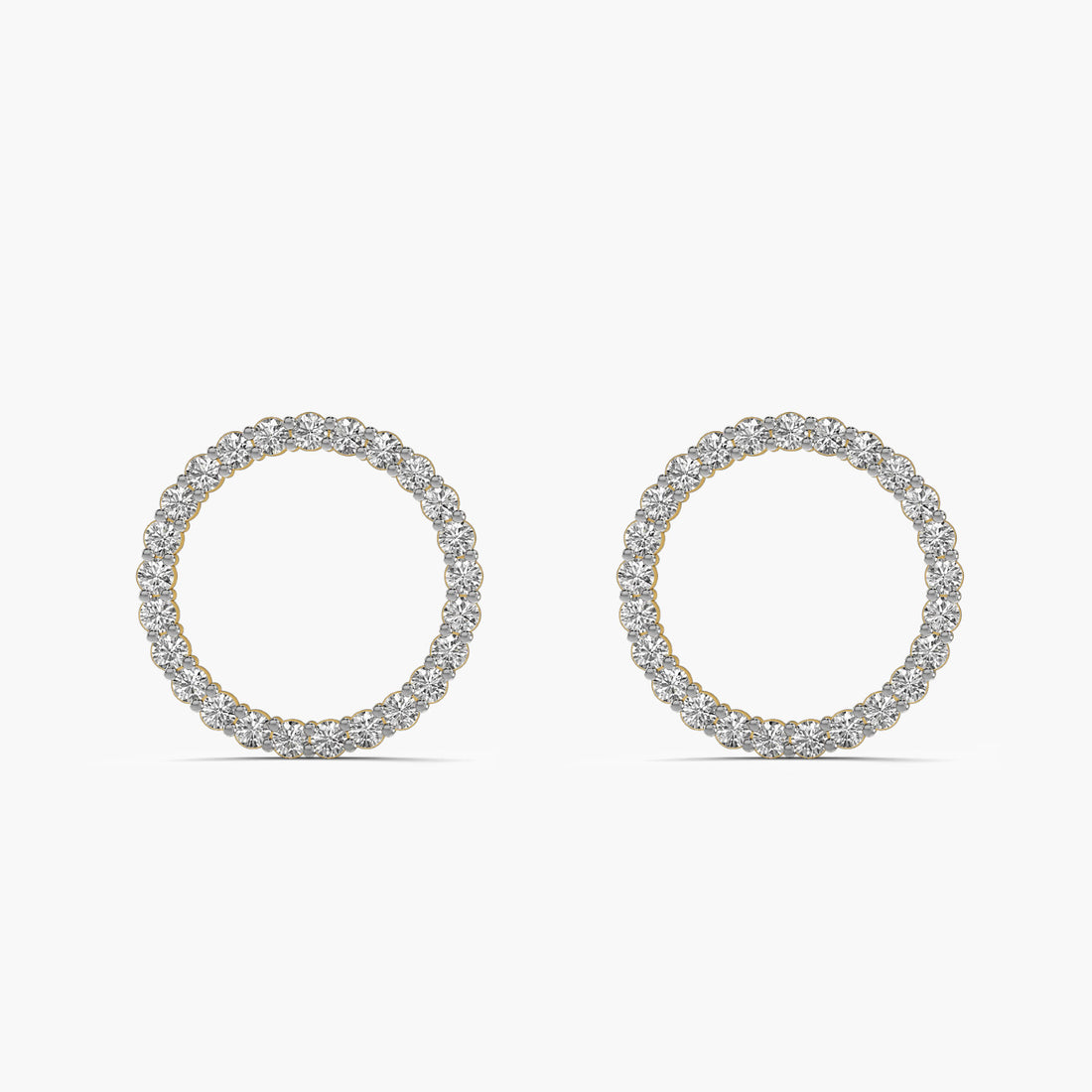 Diamond Circle Studs - Front View in Yellow Gold - Diamond Stud by Moena