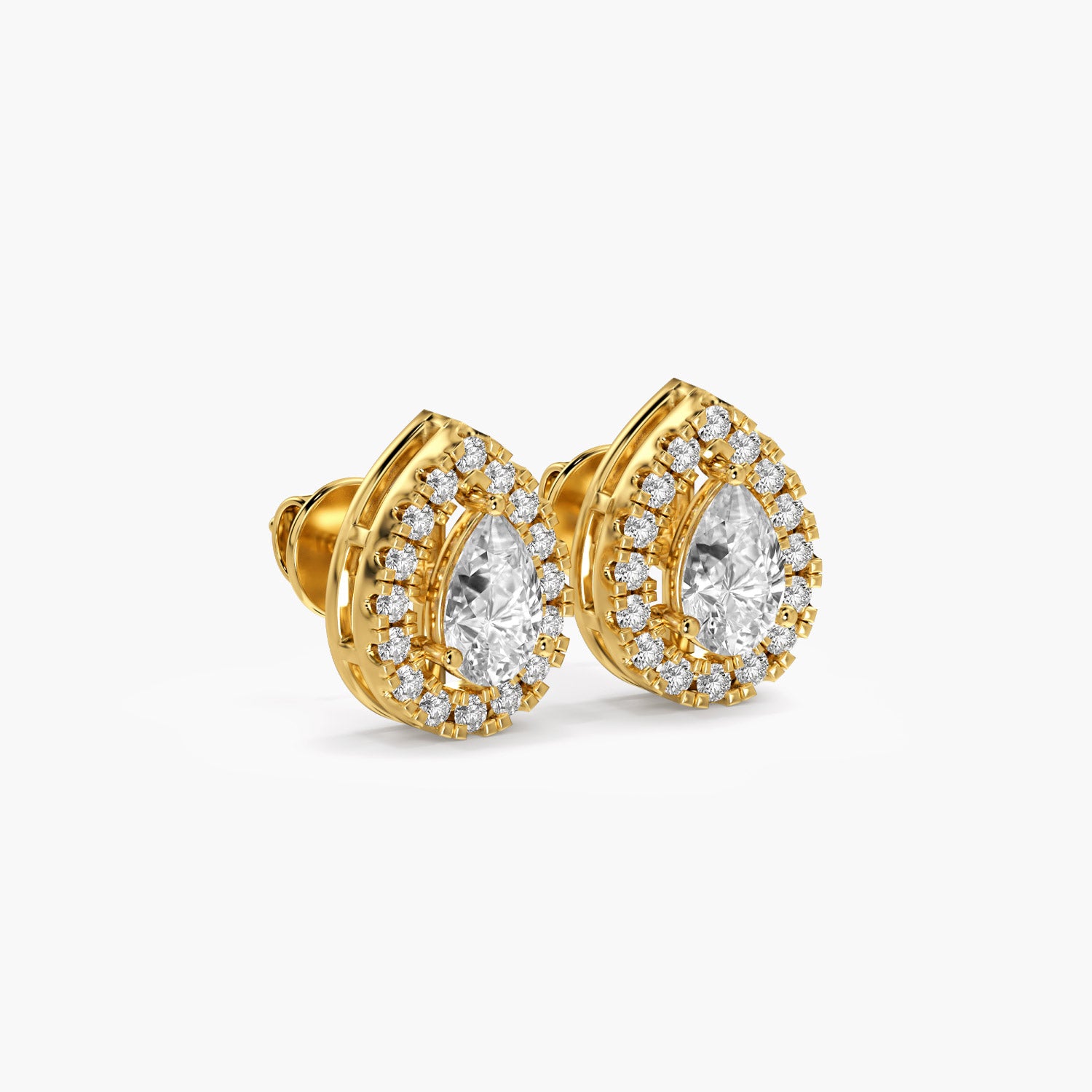 Pear Halo Stud Earrings