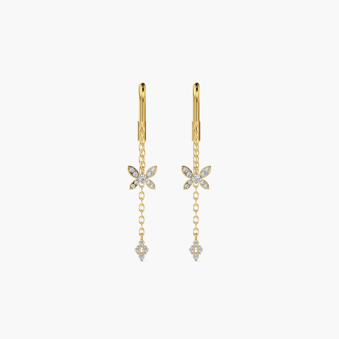 Flutter Chain Lab-Grown Diamond Earrings - Front View in Yellow Gold - Diamond Earring by Moena