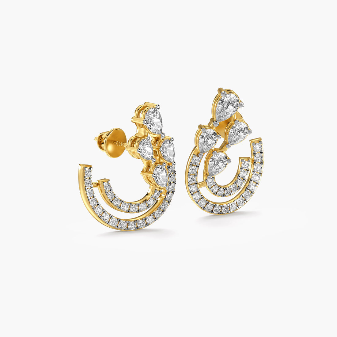 Dewdrop Arc - 3D View in Yellow Gold - Diamond Jewellery by Moena