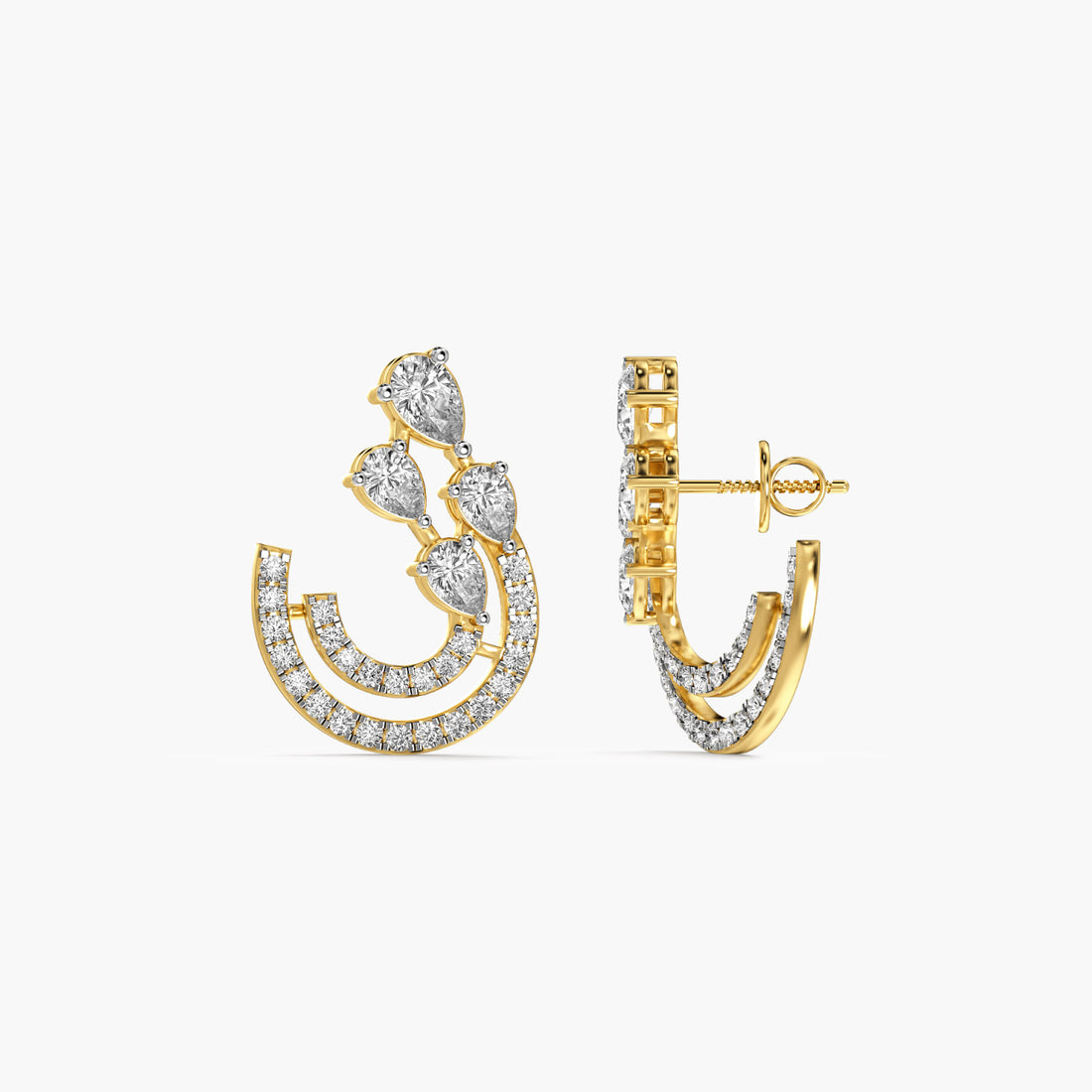 Dewdrop Arc - Side View in Yellow Gold - Diamond Jewellery by Moena