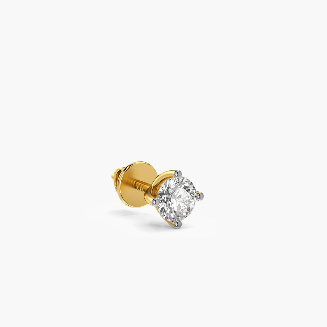 Classic Solitaire Diamond Stud - 3D View in Yellow Gold - Diamond Stud by Moena