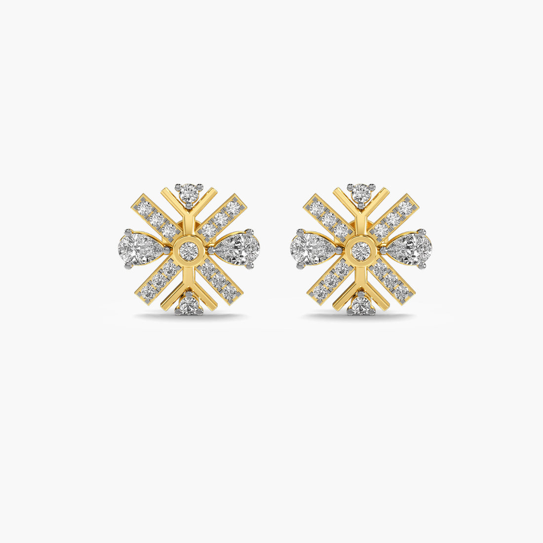 Solara Studs - Front View in Yellow Gold - Diamond Stud by Moena