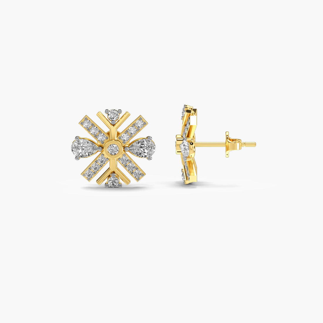 Solara Studs - Side View in Yellow Gold - Diamond Stud by Moena