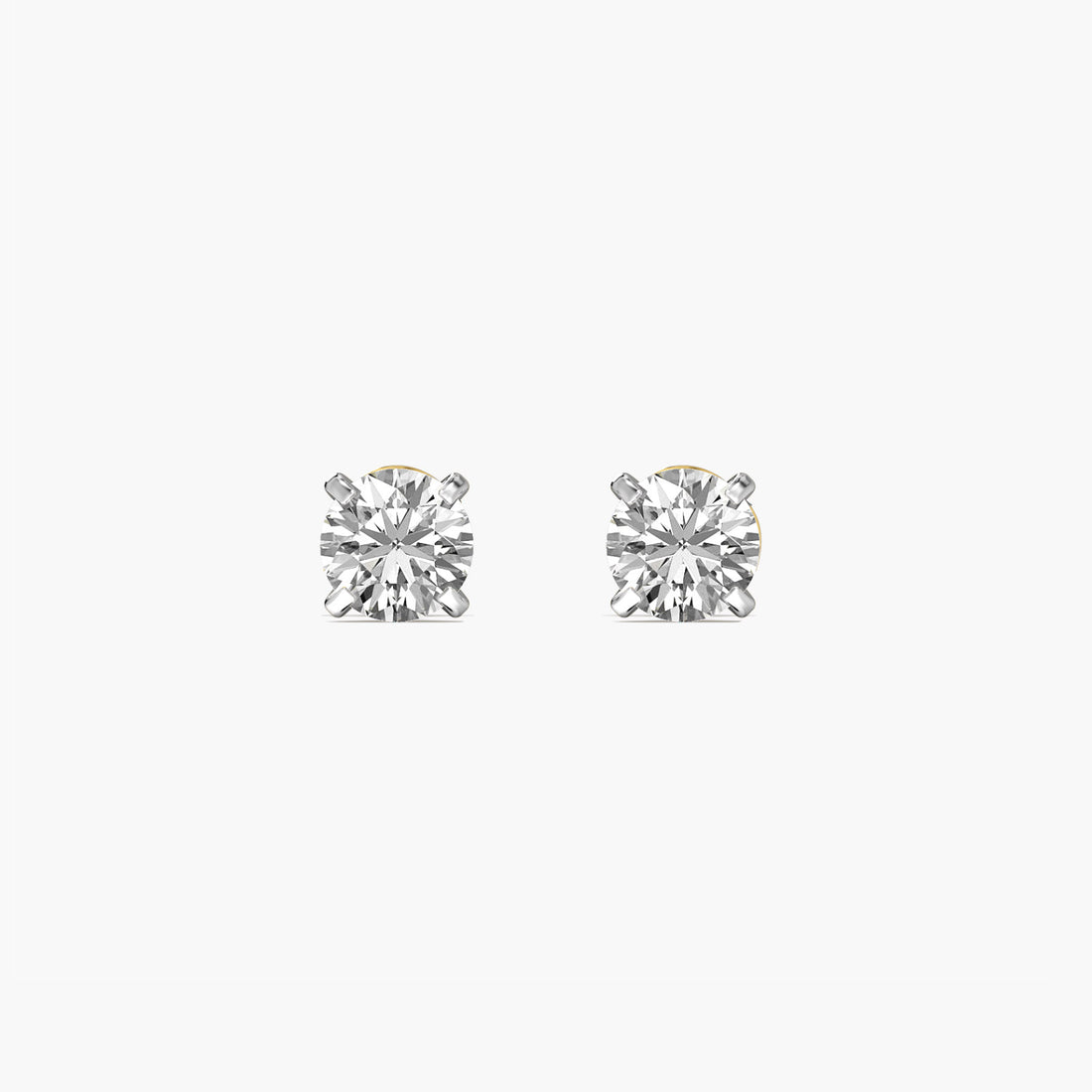 Classic Round Lab-Grown Diamond Studs - Front View in Yellow Gold - Round Diamond Stud by Moena