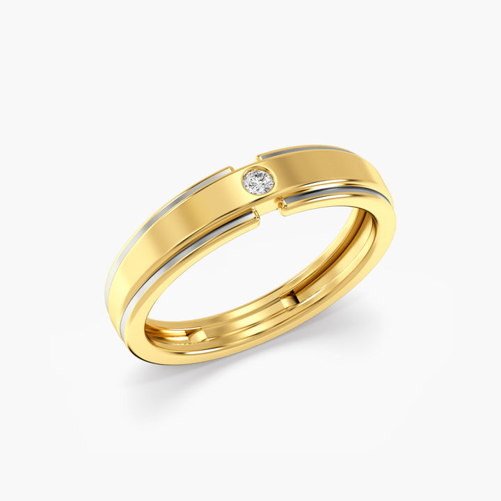 Titanium Edge Band - 3D View in Yellow Gold - Diamond Ring by Moena
