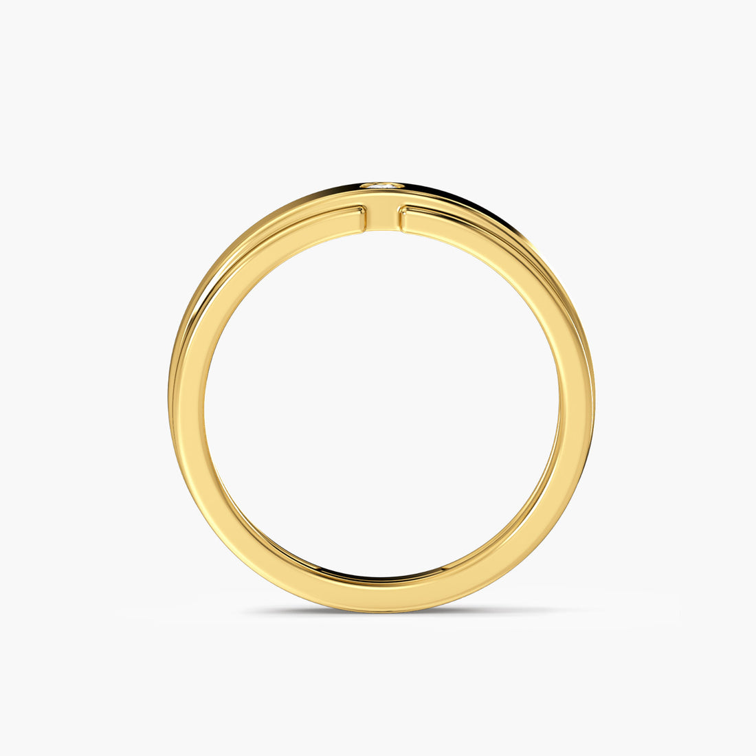 Titanium Edge Band - Front View in Yellow Gold - Diamond Ring by Moena