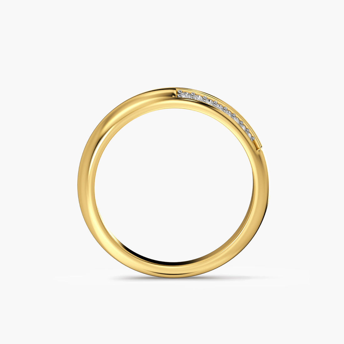 Infinity Groove Band - Front View in Yellow Gold - Diamond Ring by Moena