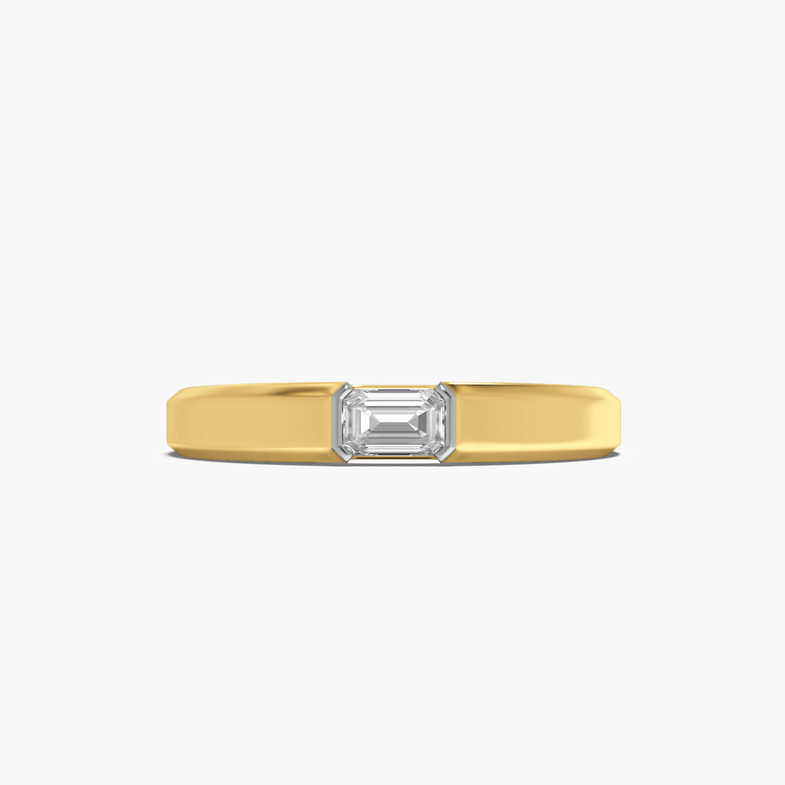 Emerald Grace Band - Top View in Yellow Gold - Emerald Diamond Ring by Moena