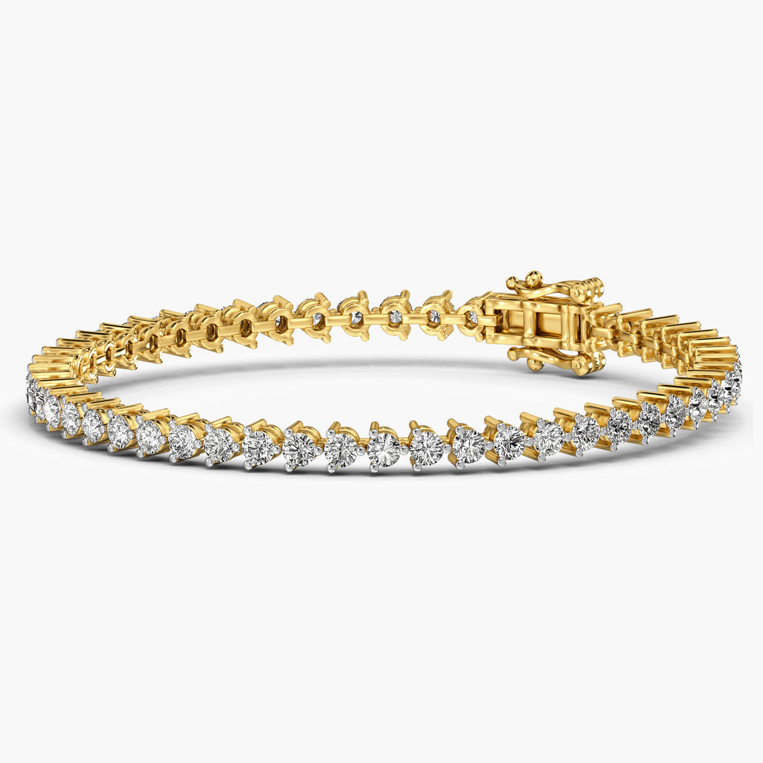 Classic 0.07 ct Round Diamond Tennis Bracelet - 3D View in Yellow Gold - Round Diamond Bracelet by Moena