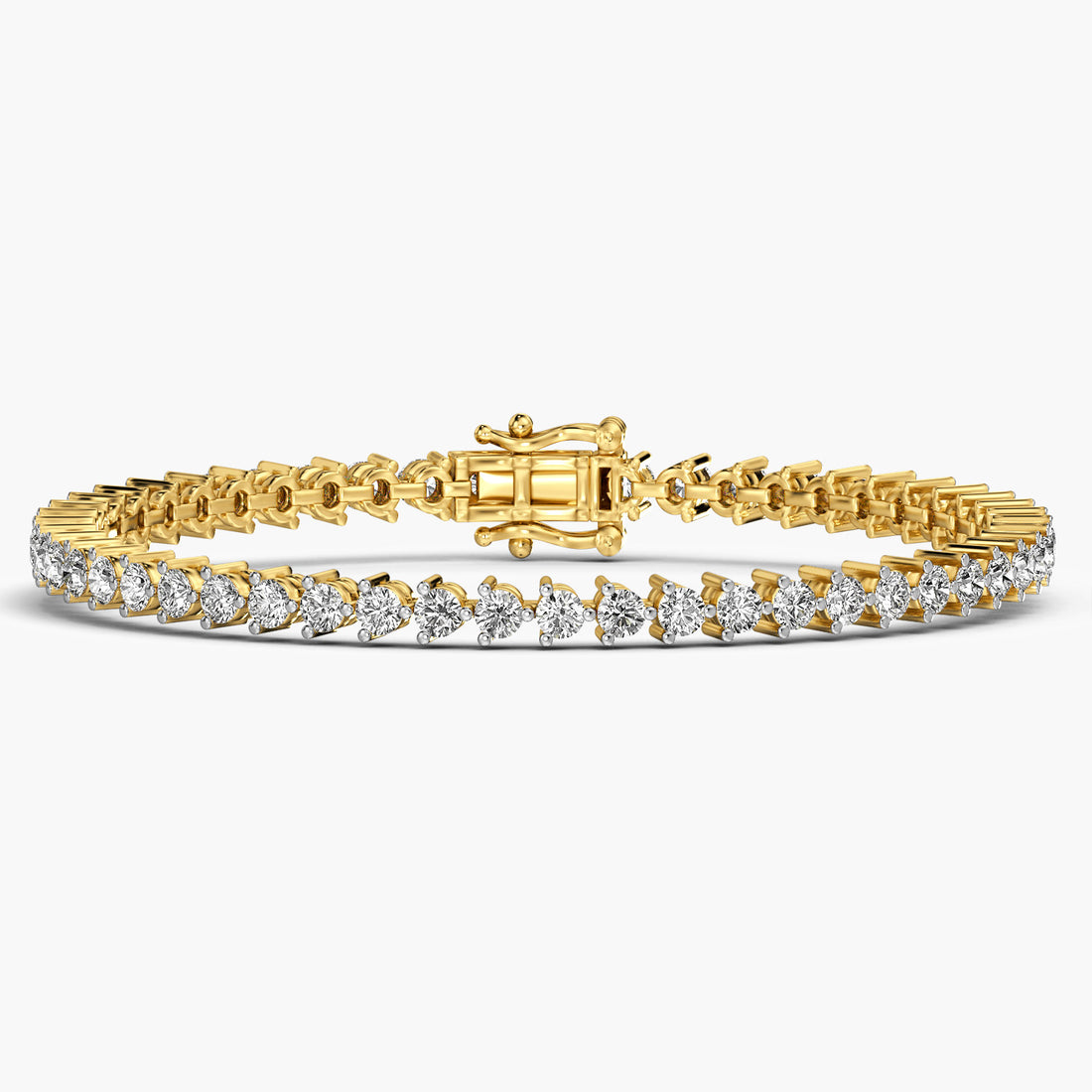 Classic 0.07 ct Round Diamond Tennis Bracelet - Front View in Yellow Gold - Round Diamond Bracelet by Moena