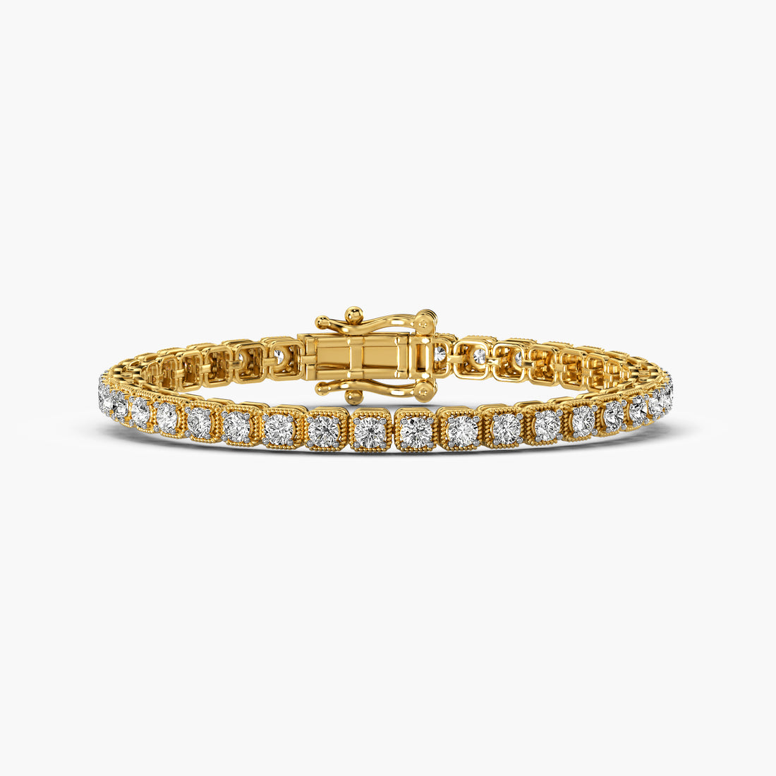 0.05 ct Sculpted Spark Tennis Bracelet - Front View in Yellow Gold - Diamond Bracelet by Moena