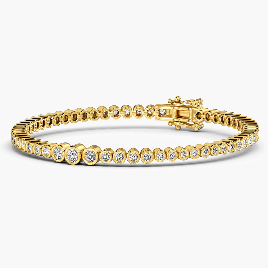 Bezel Bold Diamond Bracelet - 3D View in Yellow Gold - Diamond Bracelet by Moena