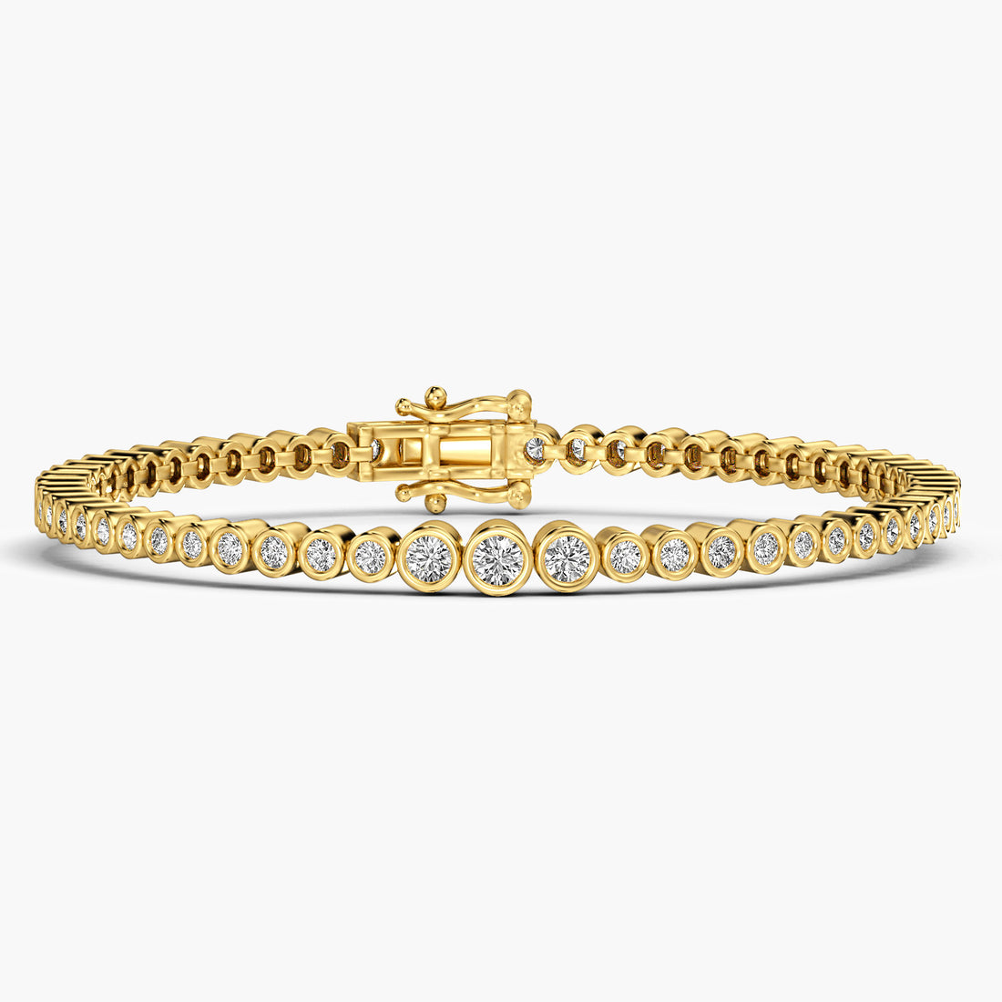 Bezel Bold Diamond Bracelet - Front View in Yellow Gold - Diamond Bracelet by Moena