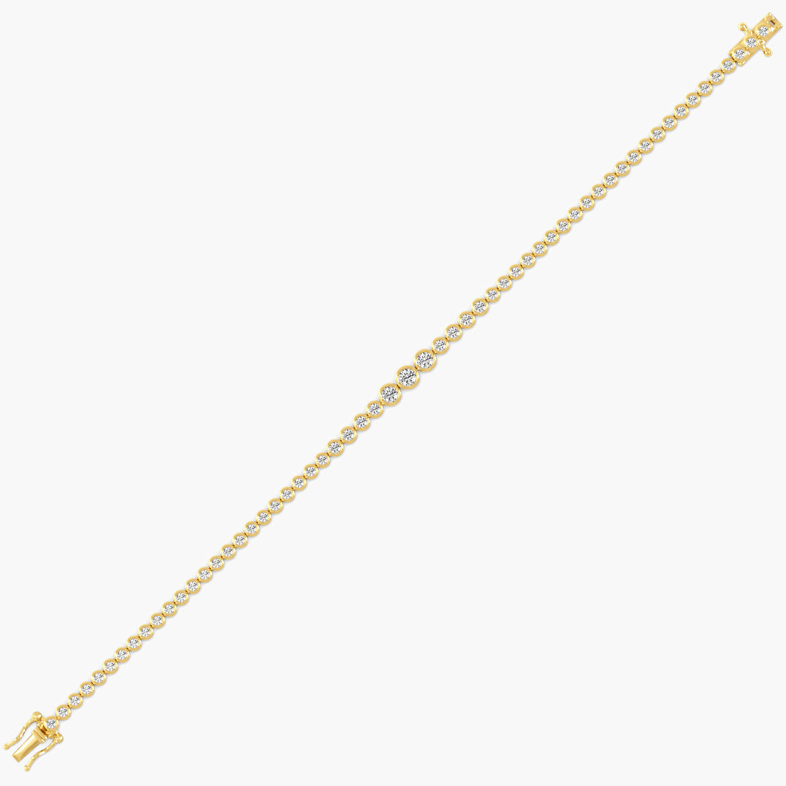 Bezel Bold Diamond Bracelet - Side View in Yellow Gold - Diamond Bracelet by Moena