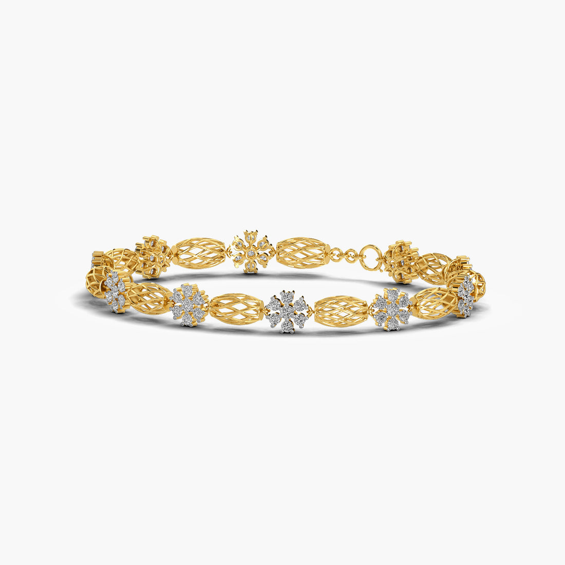 Vine Luxe Bracelet - 3D View in Yellow Gold - Diamond Bracelet by Moena