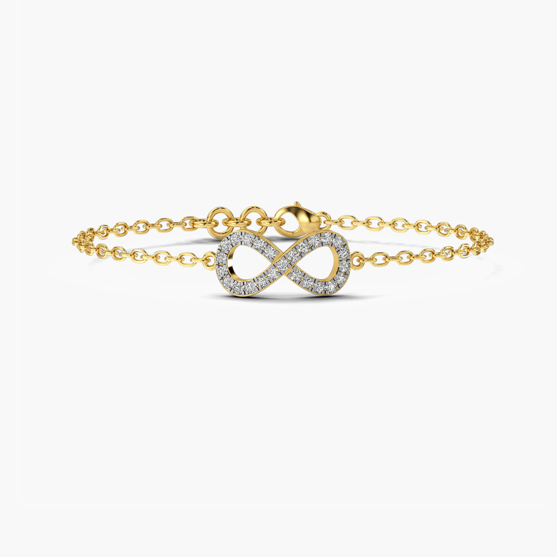 Infinity Bliss Bracelet - Top View in Yellow Gold - Diamond Bracelet by Moena