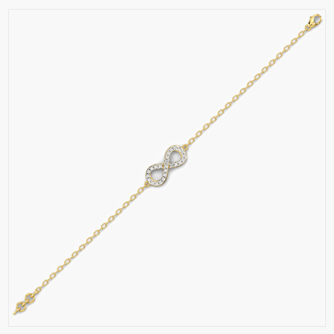 Infinity Bliss Bracelet - Side View in Yellow Gold - Diamond Bracelet by Moena
