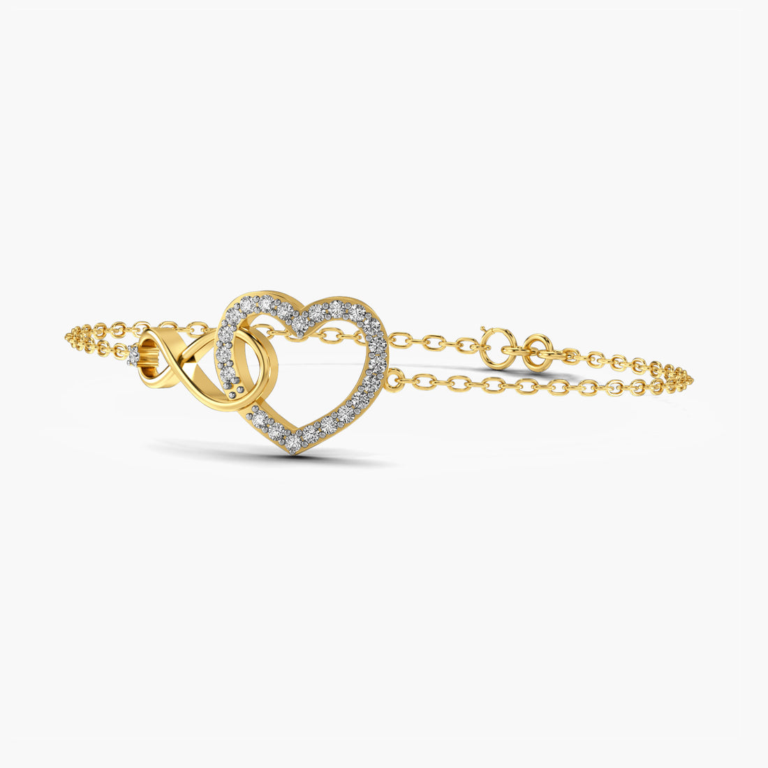 Heartstrings Bracelet - 3D View in Yellow Gold - Diamond Bracelet by Moena